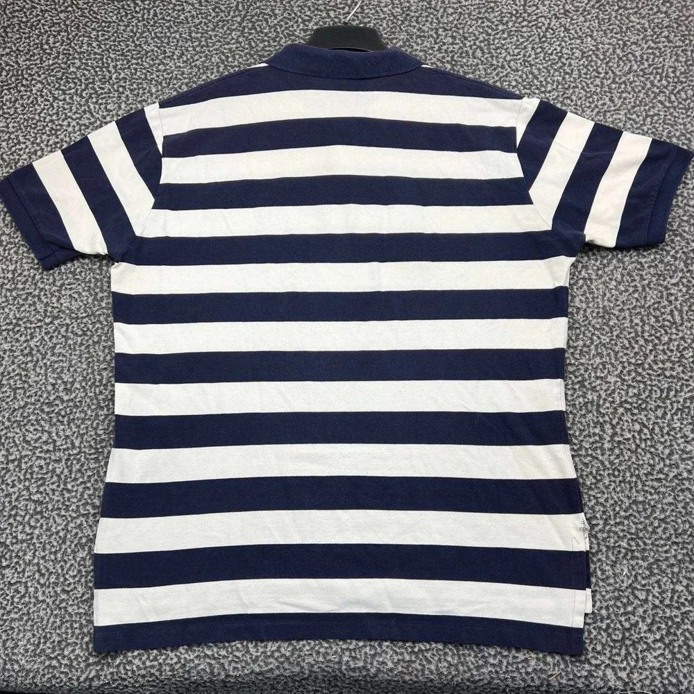 Polo Ralph Lauren Polo Shirt Men XXL Blue White Striped Short Sleeve Cotton 2XL